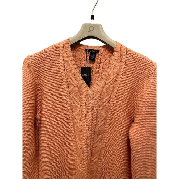 IZOD Cable Knitted V-Neck Pullover Chunky Pink/Orange Size XLarge - Picture 4 of 10